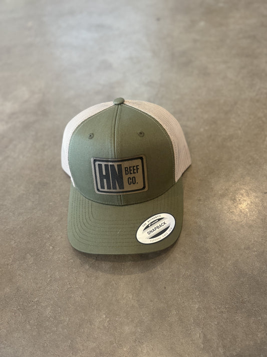 Olive Green and Leather Patch SnapBack