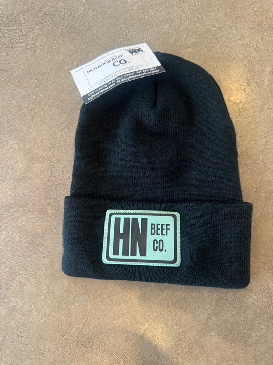 Black Beanie with Teal Patch